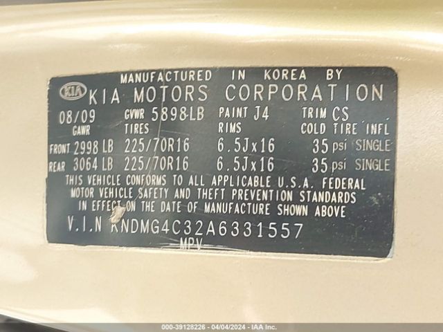 Photo 8 VIN: KNDMG4C32A6331557 - KIA SEDONA 