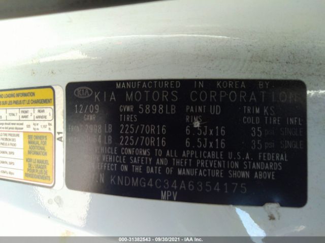 Photo 8 VIN: KNDMG4C34A6354175 - KIA SEDONA 