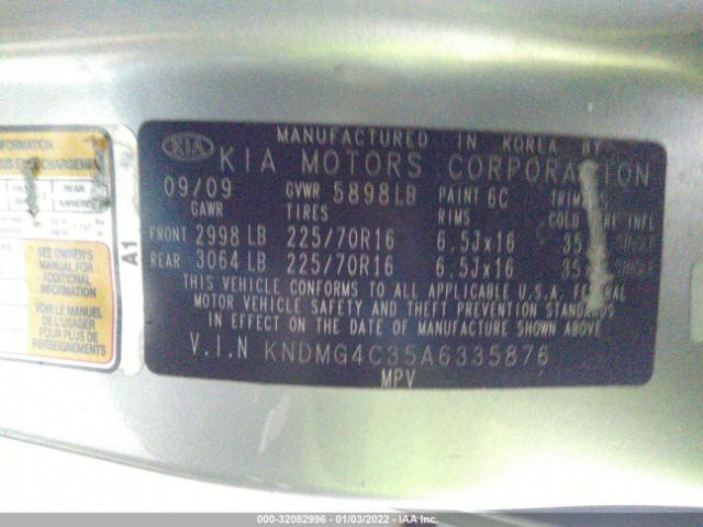 Photo 8 VIN: KNDMG4C35A6335876 - KIA SEDONA 