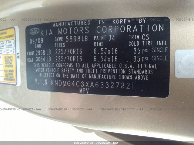 Photo 8 VIN: KNDMG4C3XA6332732 - KIA SEDONA 