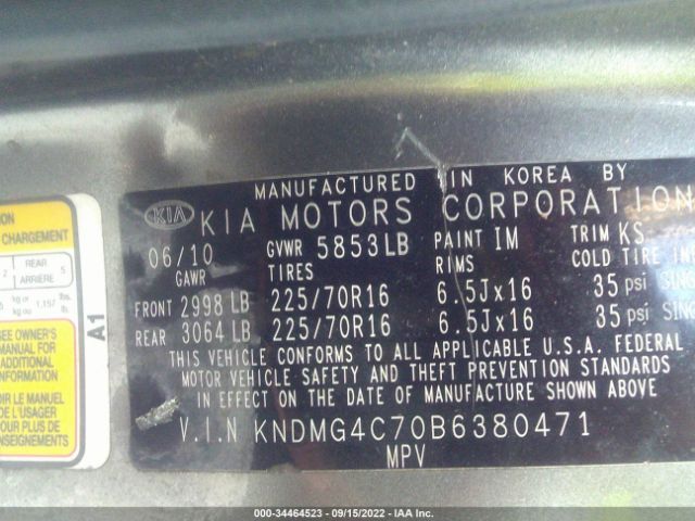 Photo 8 VIN: KNDMG4C70B6380471 - KIA SEDONA 