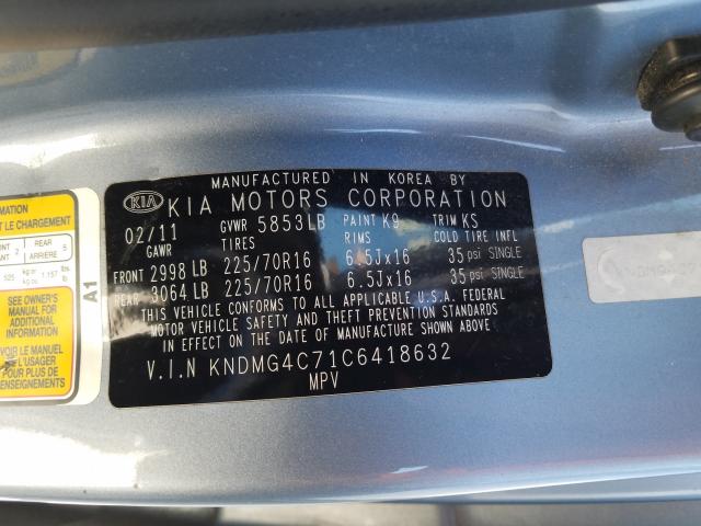 Photo 9 VIN: KNDMG4C71C6418632 - KIA SEDONA LX 