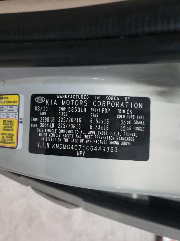 Photo 9 VIN: KNDMG4C71C6449363 - KIA SEDONA LX 