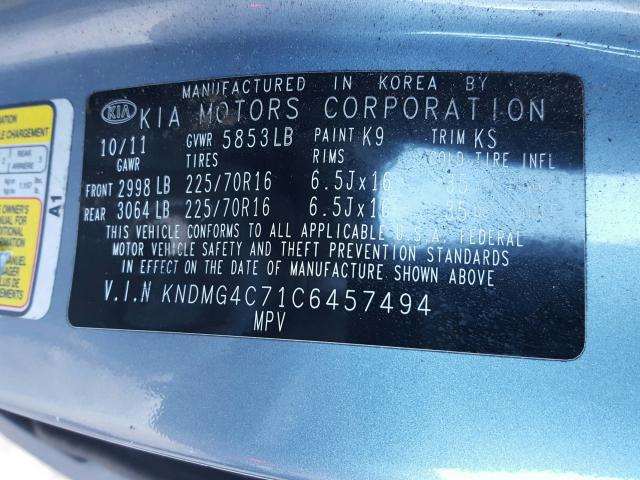 Photo 9 VIN: KNDMG4C71C6457494 - KIA SEDONA LX 