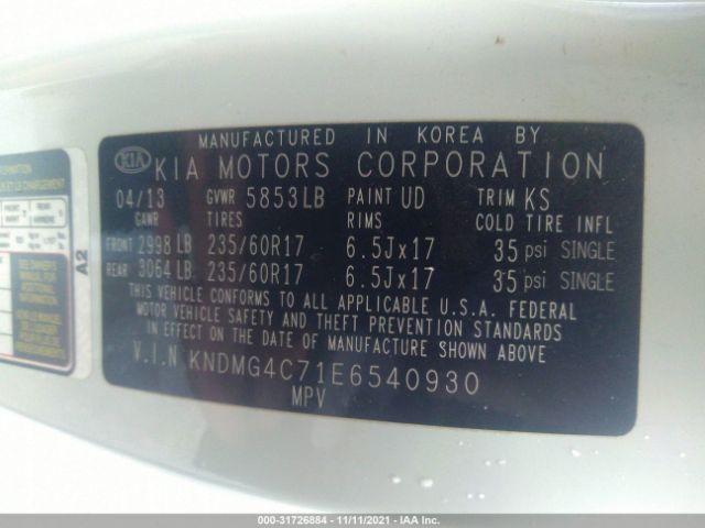 Photo 8 VIN: KNDMG4C71E6540930 - KIA SEDONA 