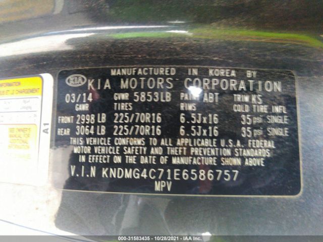 Photo 8 VIN: KNDMG4C71E6586757 - KIA SEDONA 