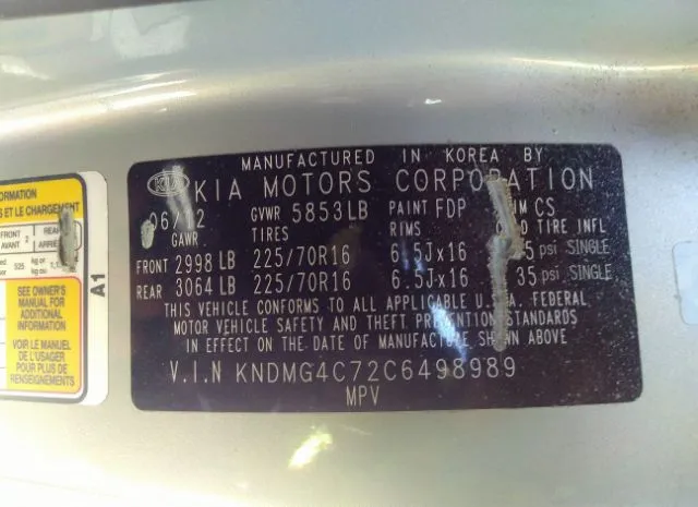 Photo 8 VIN: KNDMG4C72C6498989 - KIA SEDONA 