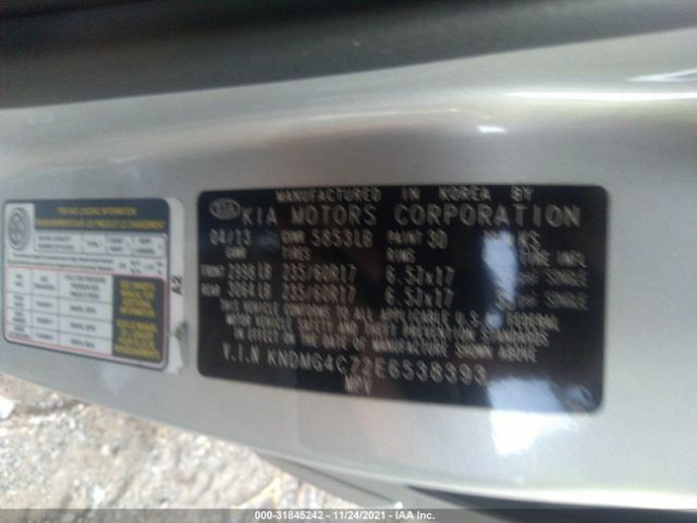 Photo 8 VIN: KNDMG4C72E6538393 - KIA SEDONA 