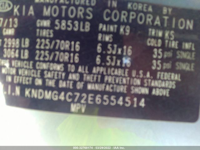 Photo 8 VIN: KNDMG4C72E6554514 - KIA SEDONA 