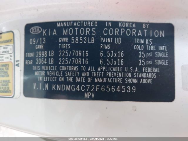 Photo 8 VIN: KNDMG4C72E6564539 - KIA SEDONA 