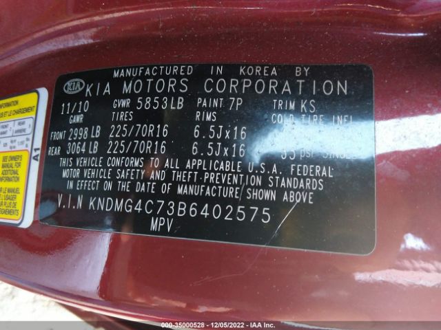 Photo 8 VIN: KNDMG4C73B6402575 - KIA SEDONA 