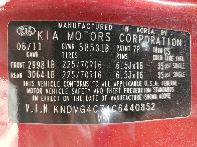 Photo 9 VIN: KNDMG4C74C6440852 - KIA SEDONA LX 