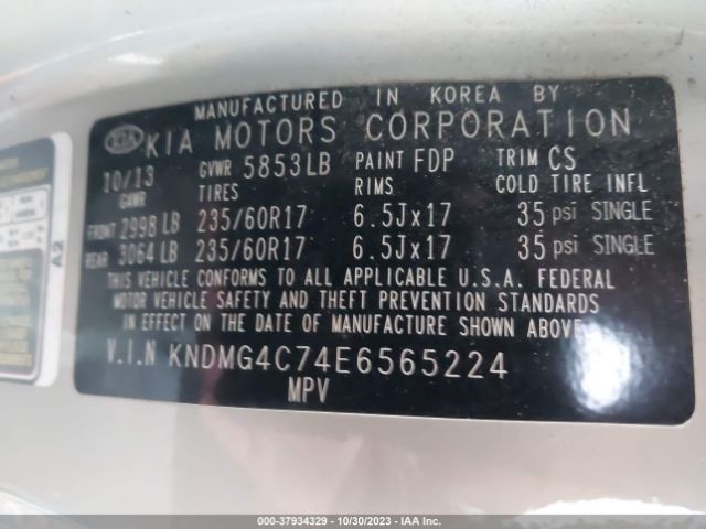 Photo 8 VIN: KNDMG4C74E6565224 - KIA SEDONA 