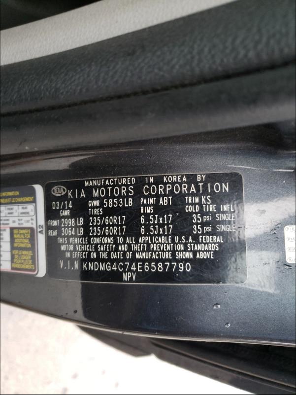 Photo 9 VIN: KNDMG4C74E6587790 - KIA SEDONA LX 