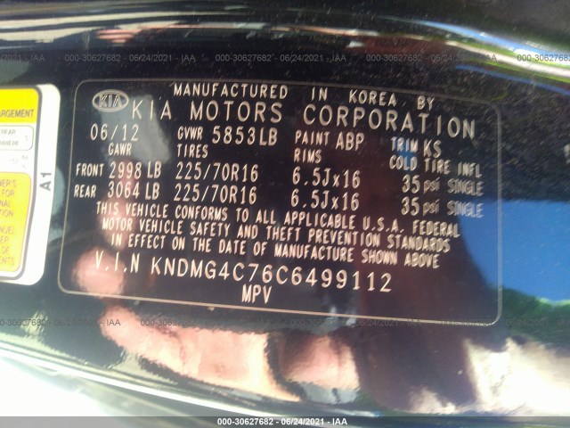 Photo 8 VIN: KNDMG4C76C6499112 - KIA SEDONA 