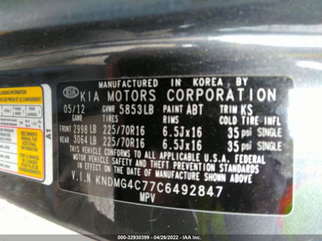 Photo 8 VIN: KNDMG4C77C6492847 - KIA SEDONA 