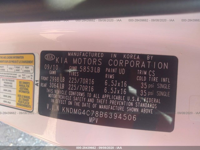 Photo 8 VIN: KNDMG4C78B6394506 - KIA SEDONA 