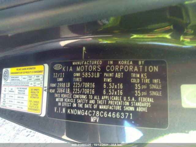 Photo 8 VIN: KNDMG4C78C6466371 - KIA SEDONA 