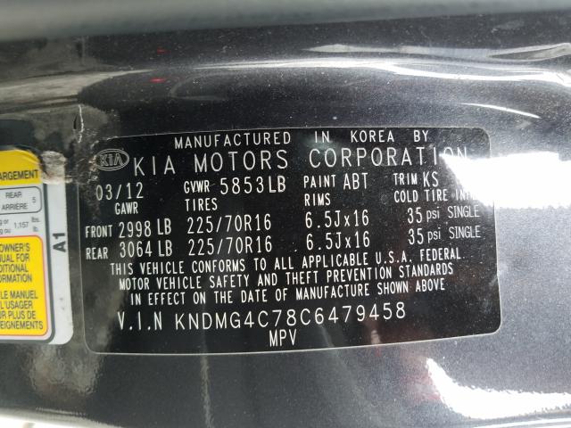 Photo 9 VIN: KNDMG4C78C6479458 - KIA SEDONA LX 