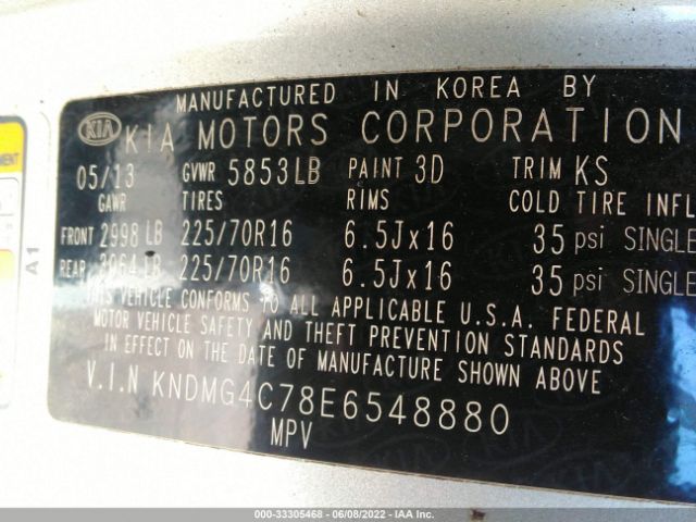 Photo 8 VIN: KNDMG4C78E6548880 - KIA SEDONA 