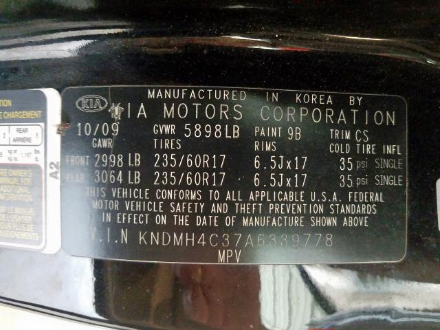 Photo 9 VIN: KNDMH4C37A6339778 - KIA SEDONA EX 