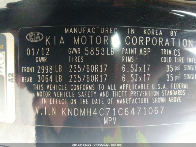 Photo 8 VIN: KNDMH4C71C6471067 - KIA SEDONA 