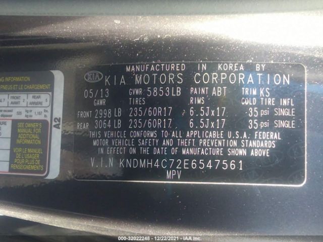 Photo 8 VIN: KNDMH4C72E6547561 - KIA SEDONA 