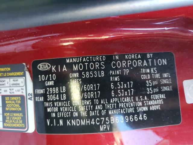 Photo 9 VIN: KNDMH4C75B6396646 - KIA SEDONA EX 