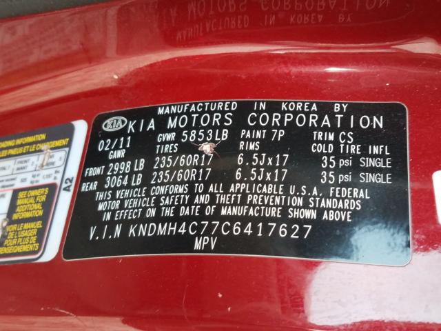 Photo 9 VIN: KNDMH4C77C6417627 - KIA SEDONA EX 