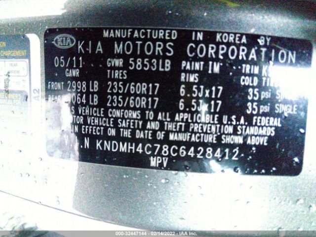 Photo 8 VIN: KNDMH4C78C6428412 - KIA SEDONA 