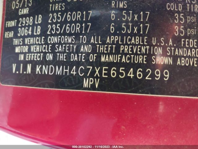 Photo 8 VIN: KNDMH4C7XE6546299 - KIA SEDONA 