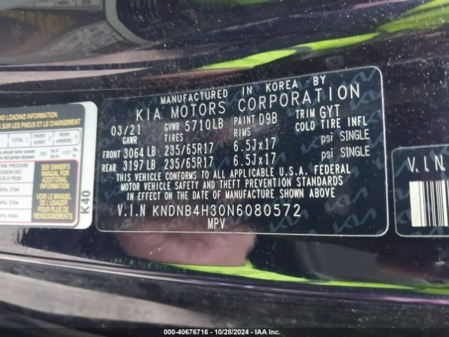 Photo 8 VIN: KNDNB4H30N6080572 - KIA CARNIVAL 