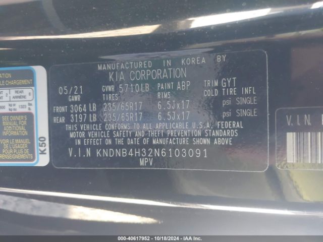 Photo 8 VIN: KNDNB4H32N6103091 - KIA CARNIVAL 