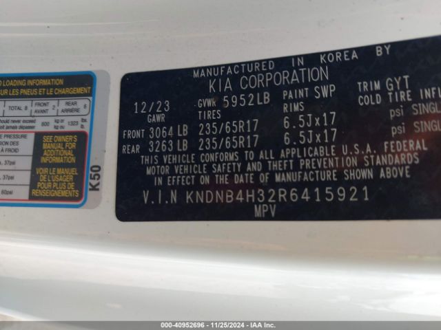 Photo 8 VIN: KNDNB4H32R6415921 - KIA CARNIVAL 