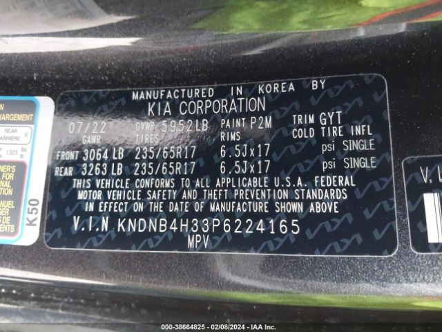 Photo 8 VIN: KNDNB4H33P6224165 - KIA CARNIVAL MPV 