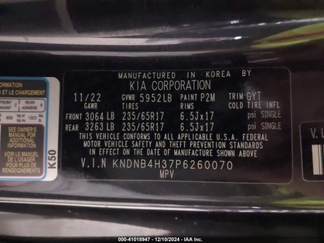 Photo 8 VIN: KNDNB4H37P6260070 - KIA CARNIVAL 