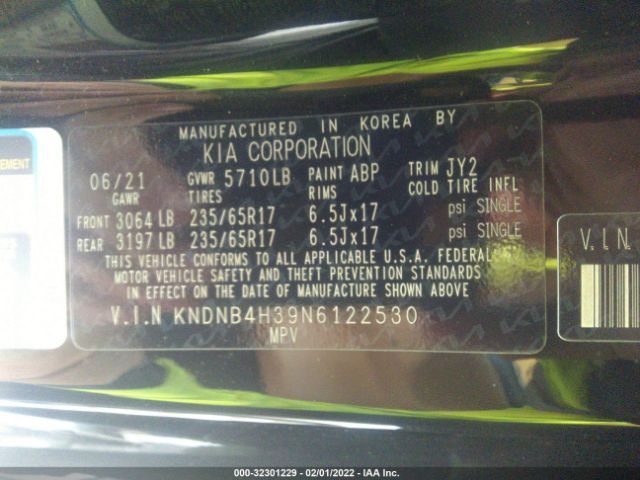 Photo 8 VIN: KNDNB4H39N6122530 - KIA CARNIVAL 