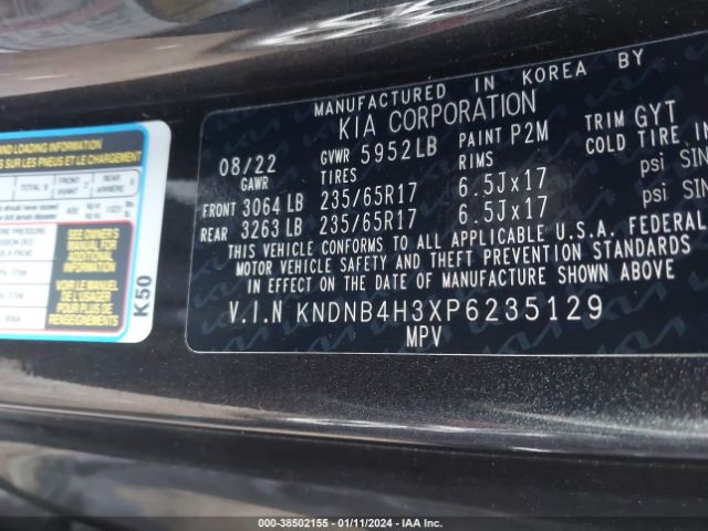 Photo 8 VIN: KNDNB4H3XP6235129 - KIA CARNIVAL MPV 