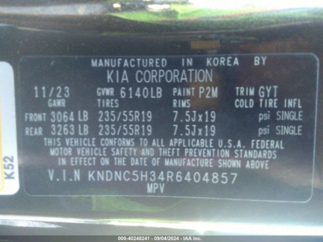 Photo 8 VIN: KNDNC5H34R6404857 - KIA CARNIVAL 