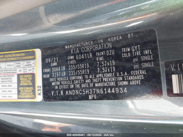 Photo 8 VIN: KNDNC5H37N6144934 - KIA CARNIVAL 