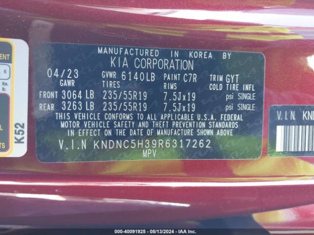 Photo 8 VIN: KNDNC5H39R6317262 - KIA CARNIVAL 