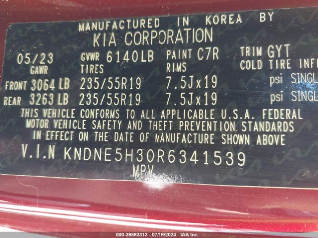 Photo 8 VIN: KNDNE5H30R6341539 - KIA CARNIVAL 