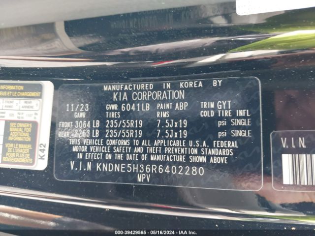 Photo 8 VIN: KNDNE5H36R6402280 - KIA CARNIVAL MPV 