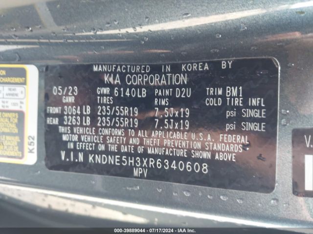 Photo 8 VIN: KNDNE5H3XR6340608 - KIA CARNIVAL 