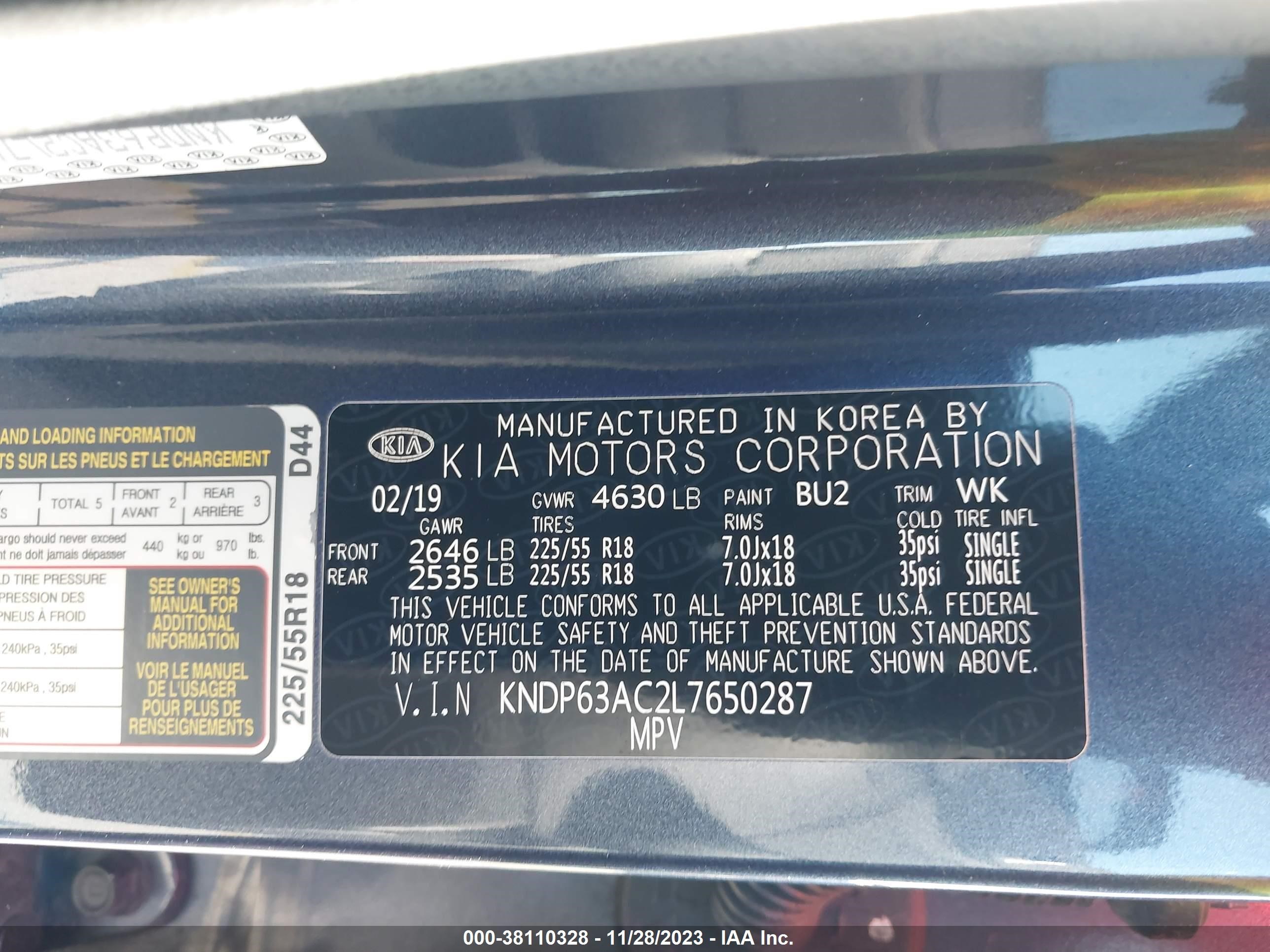 Photo 8 VIN: KNDP63AC2L7650287 - KIA SPORTAGE 