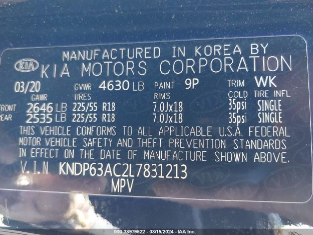 Photo 8 VIN: KNDP63AC2L7831213 - KIA SPORTAGE 