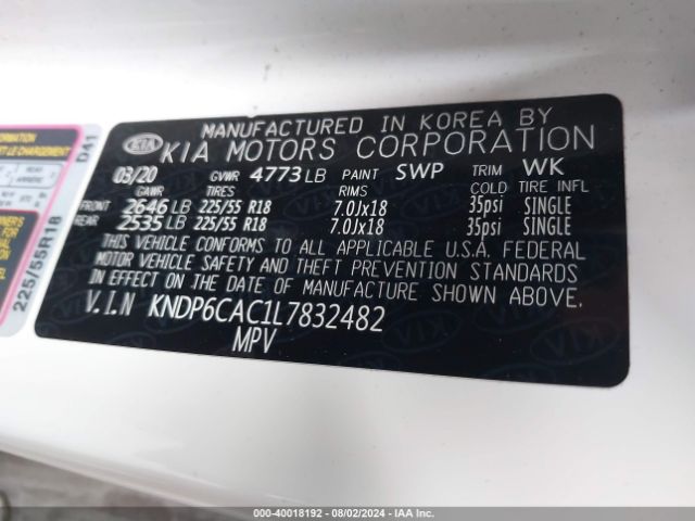 Photo 8 VIN: KNDP6CAC1L7832482 - KIA SPORTAGE 