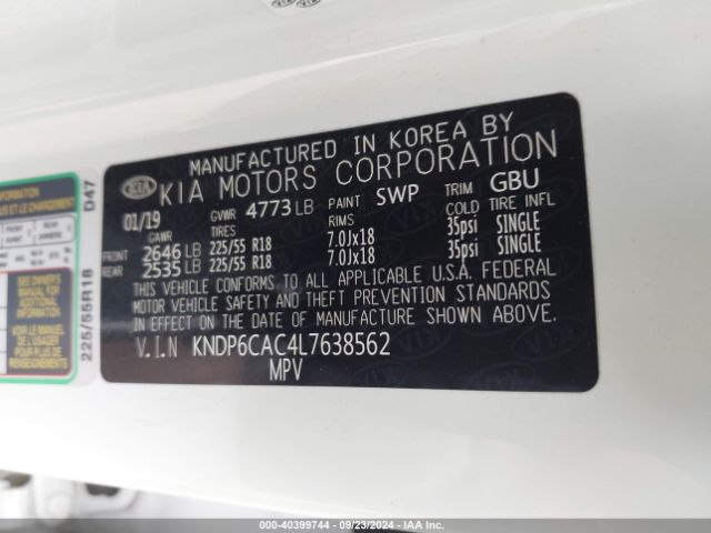 Photo 8 VIN: KNDP6CAC4L7638562 - KIA SPORTAGE 