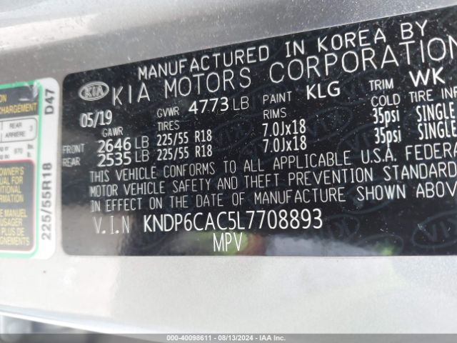 Photo 8 VIN: KNDP6CAC5L7708893 - KIA SPORTAGE 