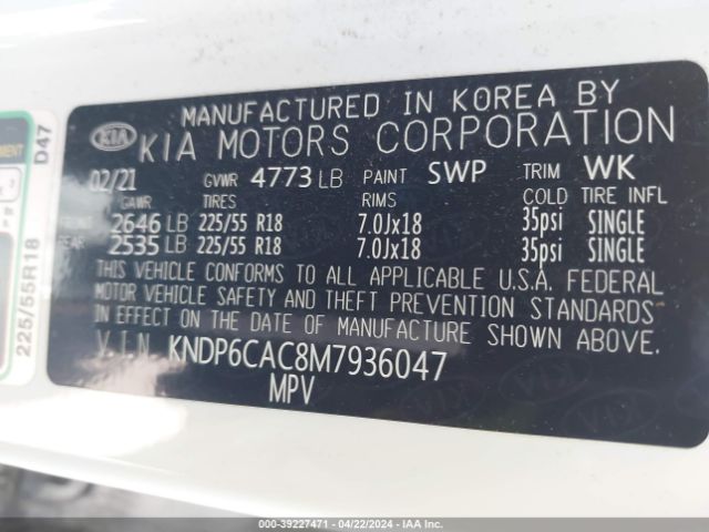 Photo 8 VIN: KNDP6CAC8M7936047 - KIA SPORTAGE 